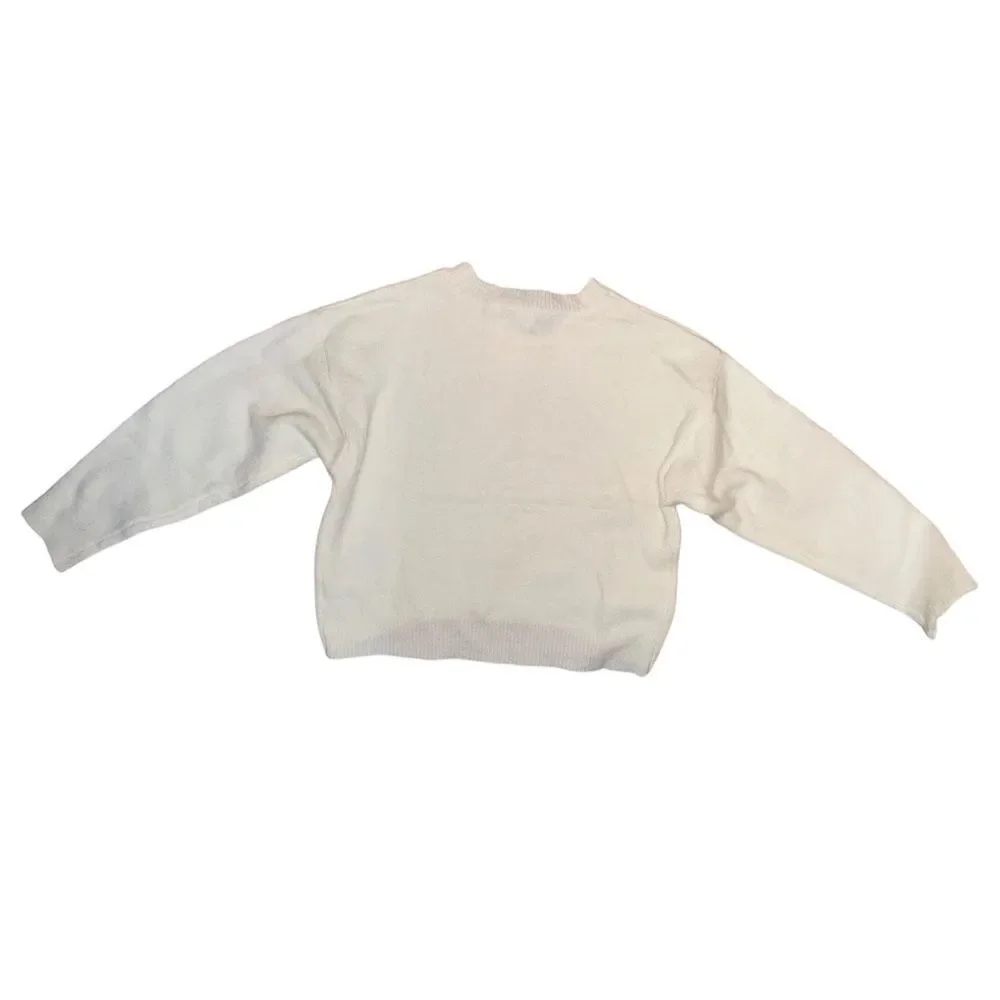 Gymboree Girls White Sweater Tight Knit Cropped Boxy Small NWT